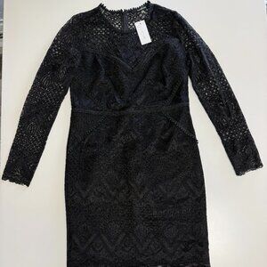 Sugar Lips Long Sleeve L Dress Black With Fringe New with Tag